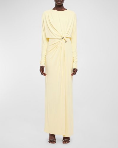 Simkhai Maisie Draped Blouson Column Gown In Sulfur