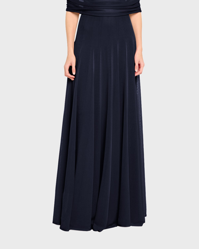 Brandon Maxwell The Lucy Sheer Knit Maxi Skirt In Navy