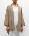 Eileen Fisher Shawl-collar Crinkled Open-front Jacket In Briar
