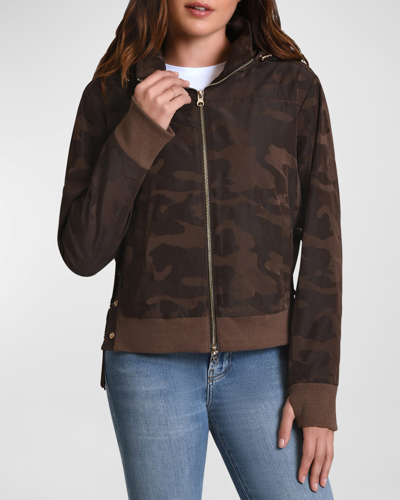 Blanc Noir Violette Camo Bomber Jacket In Dark Chocolate Ca