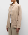 Eileen Fisher Stand-collar Snap-front Jacket In Wheat