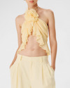 RONNY KOBO WALKER RUFFLED CHIFFON CROP TOP