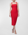 Herve Leger Sleeveless Cross-back Bandage Midi Dress In Chili