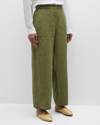 Eileen Fisher Cropped Wide-leg Organic Linen Pants In Coriander