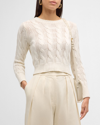 Sablyn Cable Knit Cashmere Sweater In Gardenia
