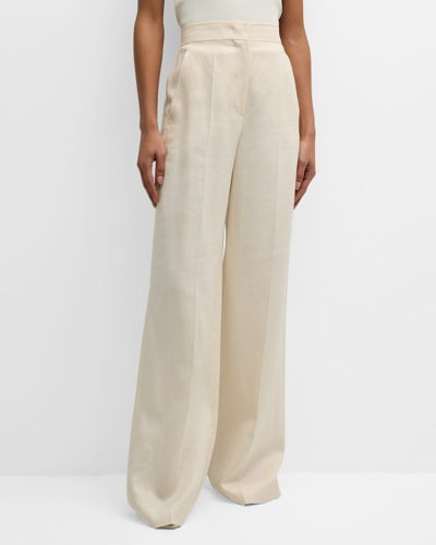 Max Mara Hangar Linen Wide-leg Pants In White