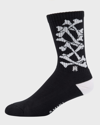 Amiri Men's Bone Ma Crew Socks In Blackwhite