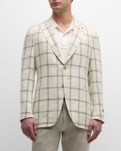 Isaia Men's Windowpane Sport Coat In White