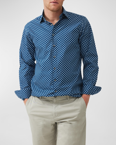 Rodd & Gunn Glencoe Sports Fit Dot Print Button-up Shirt In Bluesteel