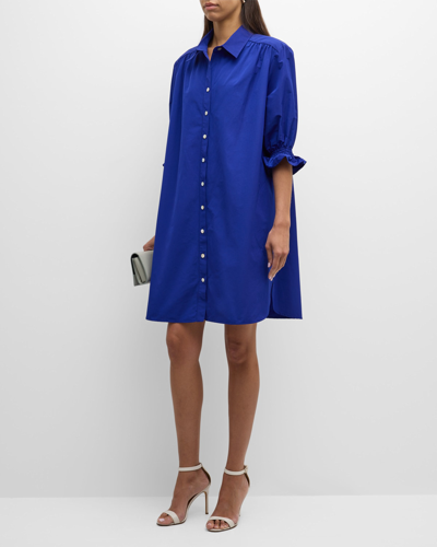 Finley Plus Size Miller Taffeta Midi Shirtdress In Royal Blue