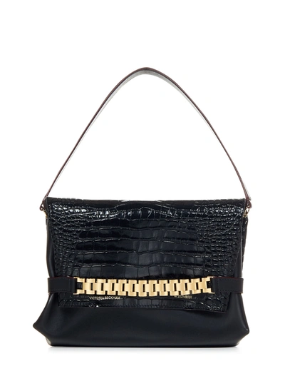 Victoria Beckham Womens Black Chain Pouch Mini Woven Clutch Bag In Nero