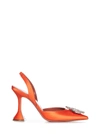 Amina Muaddi Begum Crystal-embellished Satin Slingback Courts In Arancione