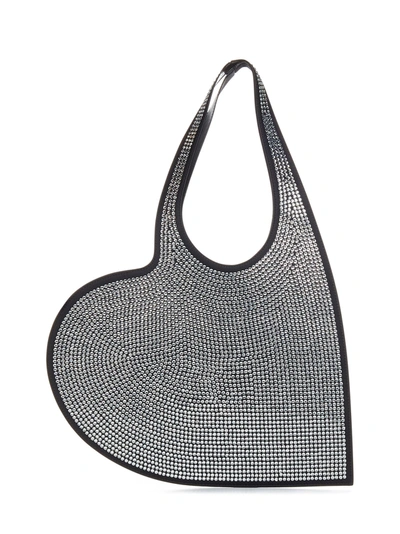 Coperni Mini Heart Crystal-embellished Tote Bag In Nero