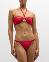 Cult Gaia Brenner Ring-embellished Bikini Top In Lollipop