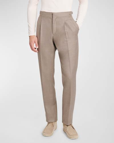 Loro Piana City Slim-fit Pleated Linen Trousers In Grays Harbour