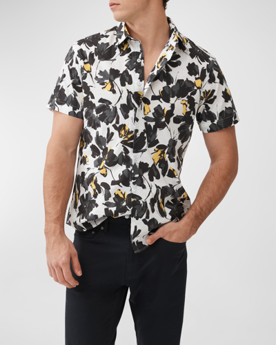 Rodd & Gunn Newcastle Sports Fit Floral Short Sleeve Cotton Button-up Shirt In Charcoal