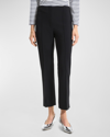 Theory Pintuck Straight-leg Tailored Crepe Pants In Black