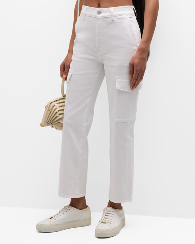 7 For All Mankind Logan High-rise Cargo Jeans In Bright White