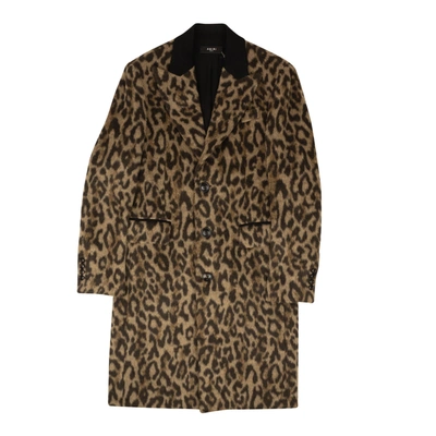 Amiri Brown Leopard Print Single Breasted Coat In Multi
