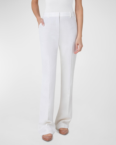 Akris Marilyn Silk Stretch Seersucker Bootcut-leg Pants In Ecru