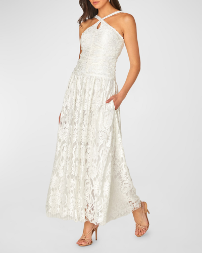 shoshanna halter maxi dress Zania Cutout Floral Lace In Ivory LAST060226