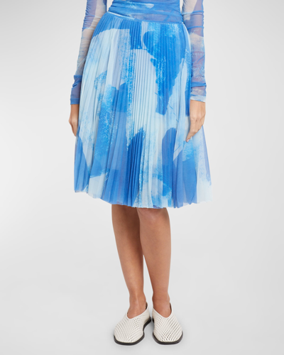 Proenza Schouler Judy Printed Pleated Jersey In Blue
