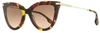 Victoria Beckham Women's Cat Eye Sunglasses Vb621s 616 Red Amber Tortoise 53mm In Multi
