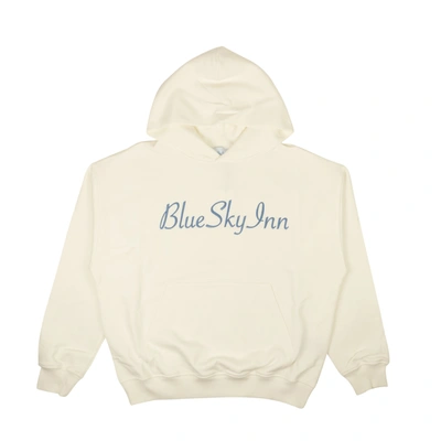 Blue Sky Inn Cream Cotton Graphic Logo Hoodie In Multi