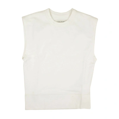 A White Crewneck Sleeveless Swetshirt Vest In Multi