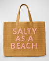Btb Los Angeles Salty As A Beach Straw Tote Bag In Sand Coral