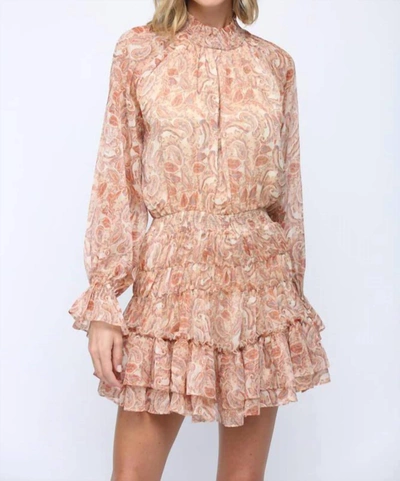 Fate Paisley Tiered Ruffle Dress In Natural Multi In Pink
