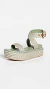 ULLA JOHNSON GEMMA FLATFORM SANDAL IN MALACHITE