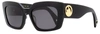 Lanvin Women's Rectangular Sunglasses Lnv615s 001 Black 55mm In Multi