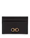 Ferragamo Gancini Leather Card Case In Nero