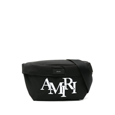Amiri Staggered Logo-embroidered Belt Bag In Black