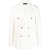 Amiri Striped Double-breasted Blazer In White