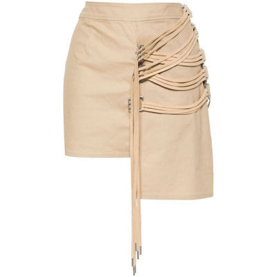 Cannari Concept String-detail Asymmetric Miniskirt In Neutrals