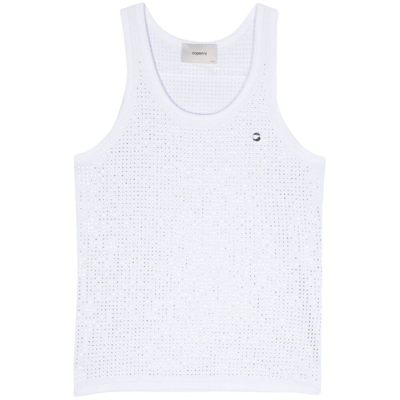 Coperni Rhinestone-embellished Cotton Tank Top In White