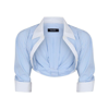 Dsquared2 Striped Cotton Cropped Blouse In Blue/white