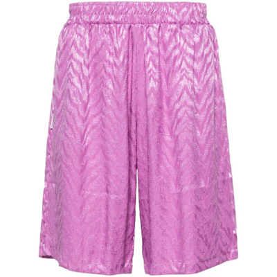 Family First Patterned Track Shorts In Purple