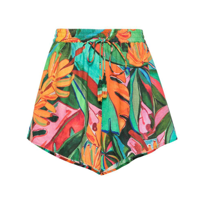 Farm Rio Shorts In Green/orange