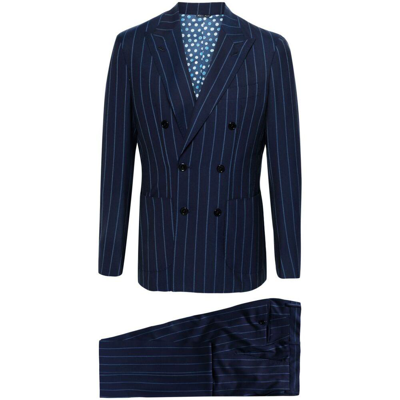 Gabo Napoli Striped Wool Suit In Blue