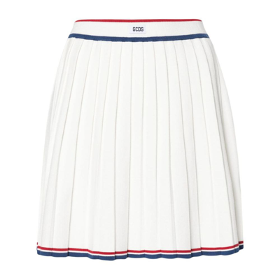 Gcds Pleated Knit Skirt In White