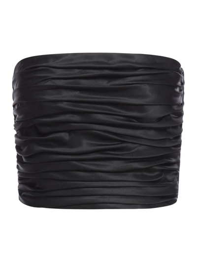Giorgio Armani Women's Strapless Gathered Silk Top In Black