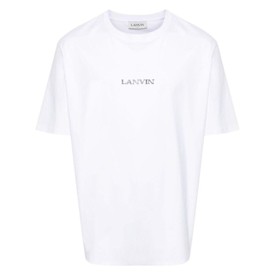Lanvin Logo-embroidered Cotton T-shirt In Blanco