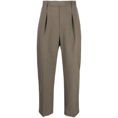 Lemaire Straight-leg Pleated Shell Trousers In Grey