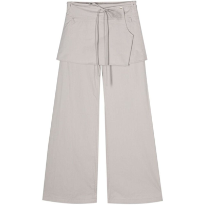 Low Classic Layered Wide-leg Trousers In Grey