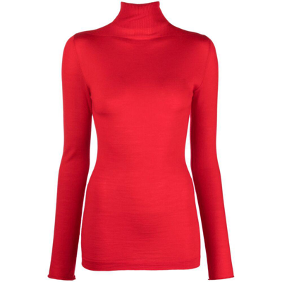 Marni Logo Embroidery Turtleneck Sweater In Red