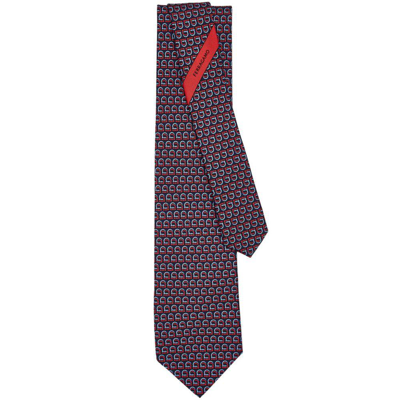 Ferragamo Men's Interwoven Gancini-print Silk Tie In Fmariner