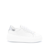 Twinset Platform Leather Sneakers In White/silver